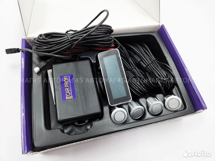 Парктроник 4 датчика с LCD дисплеем серебро