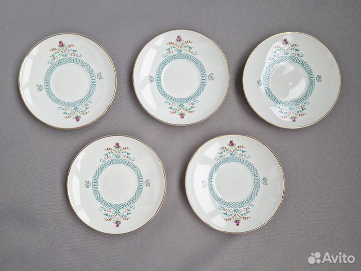 Блюдце кофейное лфз голубые вазочки СССР