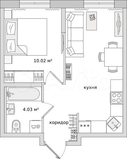 1-к. квартира, 35,5 м², 1/17 эт.