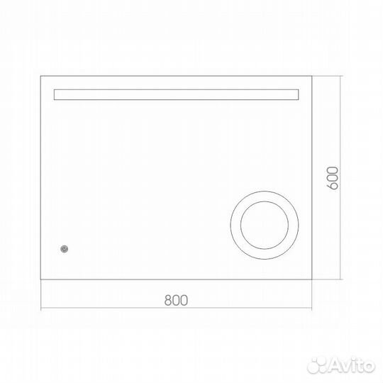 Зеркало azario Лайт 800х600, LED-подсветка с димм
