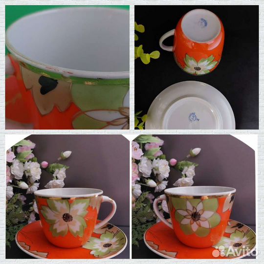 Кофейная/чайная пара, масленка фарфор СССР