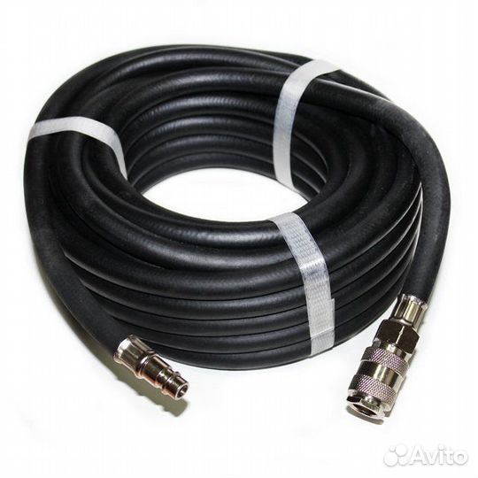 Шланг резиновый 10м с быстроразъёмами армир.(чёрн)