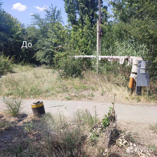 Покос травы триммером