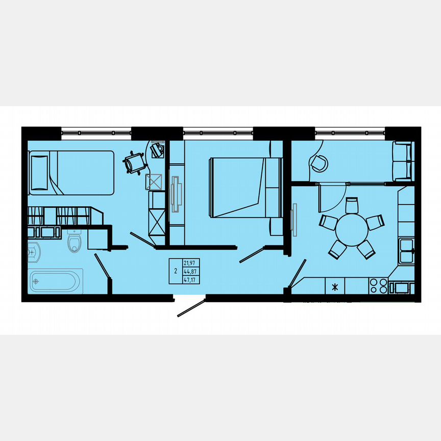 2-к. квартира, 50,7 м², 1/8 эт.