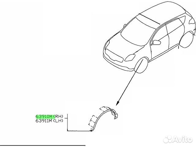 Молдинг арки переднего крыла левый Dualis Qashqai