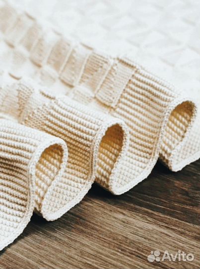 Плед для новорожденных вязаный 90х110 см, молочный