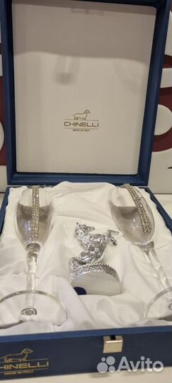 Бокалы для шамп.,инкрустация кристаллами Сваровски