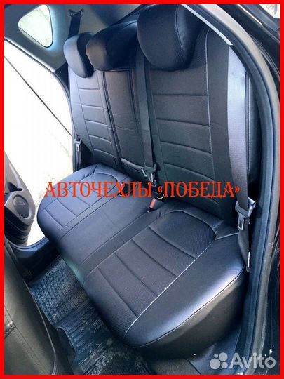 Чехлы Kia Soul 2 из экокожи чёрные Классика