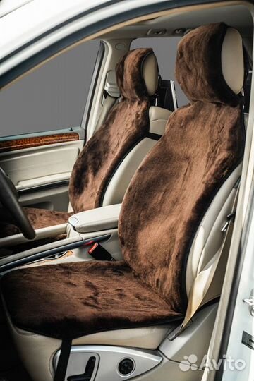 Накидки на сиденья искусственный мех коричневый