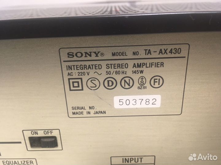 HiFi усилитель звука Sony TA - AX430