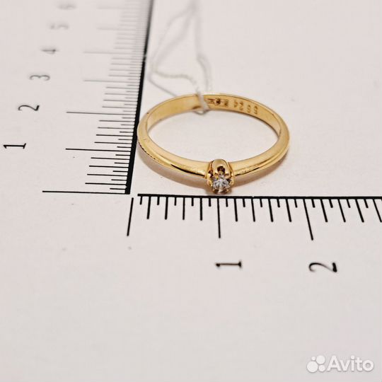Золотое кольцо с бриллиантом 16,5 размер