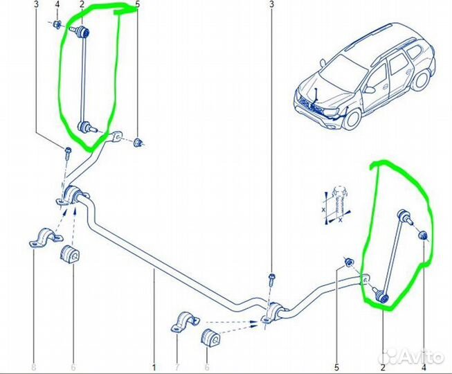 Стойка стабилизатора передняя Renault Duster