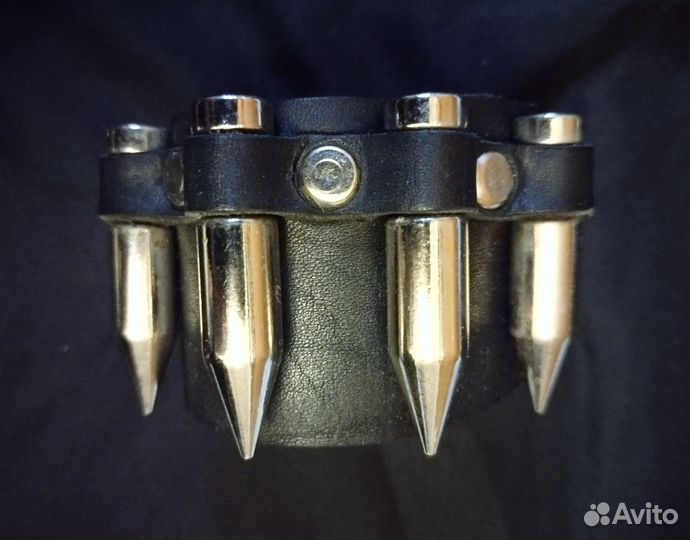 Новый кожаный браслет - патронташ из чепрака