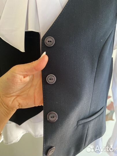 Жилет + юбочка темно-синий