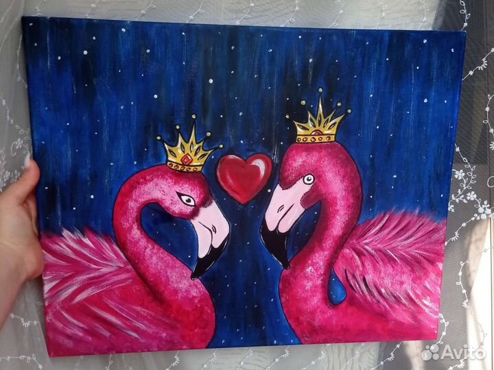 Лебедь, картина на холсте акрил, ручная работа