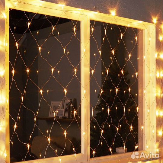 Гирлянда сетка желтая (2м*2м)