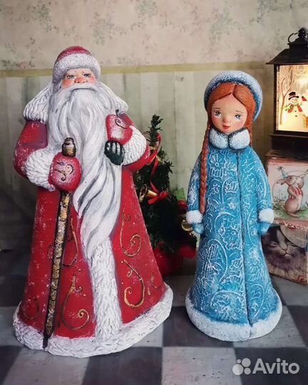 Дед мороз и снегурочка СССР пластик