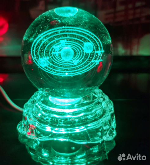 Ночник светильник Стеклянный шар 3D декоративный