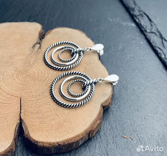 Серьги серебро длинные 925