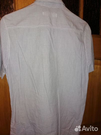 Рубашка р-р XS с коротким рукавом серая в мелкую п