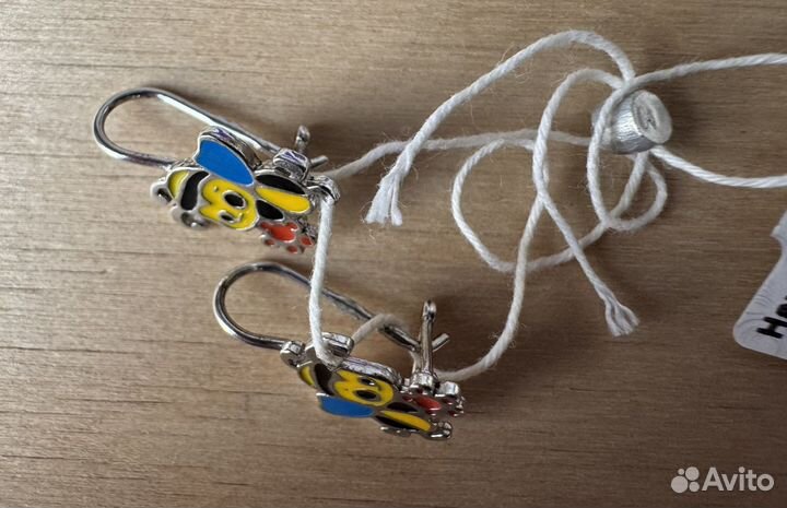 Новые детские серьги пчелки сереьро 925 эмали