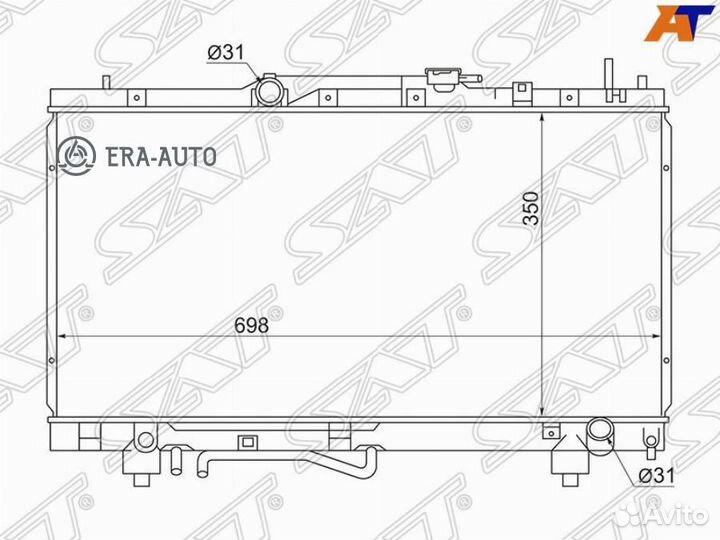 SAT TY0002-ST210 Радиатор Toyota Caldina (T190,T210) 92-02 / Carina (T210) 96-01 / Corona Premio 96