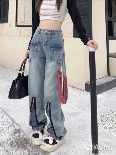 Джинсы buggy женские Chrоmе Hearts Zara y2k