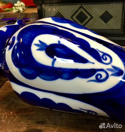Редкая ваза фарфор с кобальтовым рисунком СССР