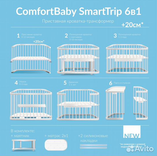 Кроватка трансформер ComfortBaby Smart-Trip 6в1