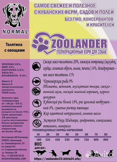 Корм для собак Зооландер