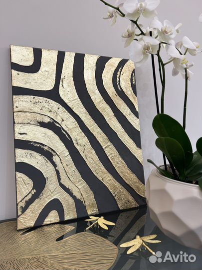 Текстурная интерьерная картина «Золотая зебра»