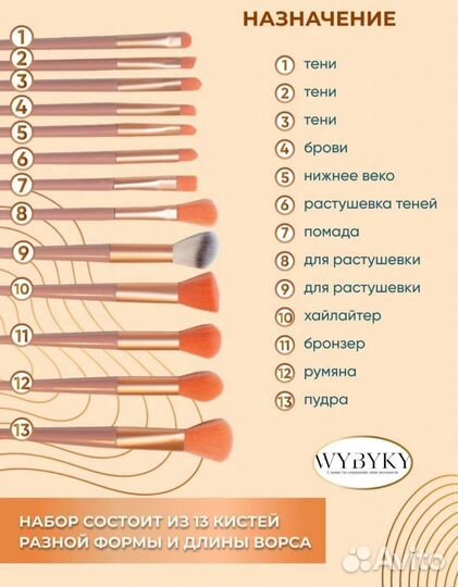 Набор кистей для макияжа 13 штук