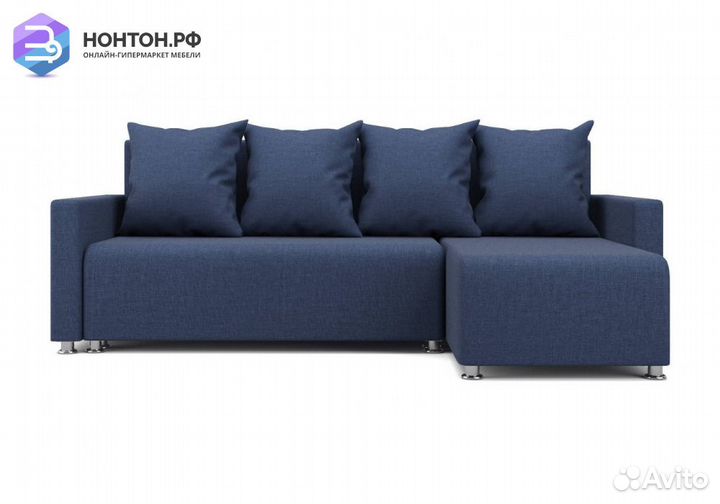 Диван угловой еврокнижка Челси темно-синий