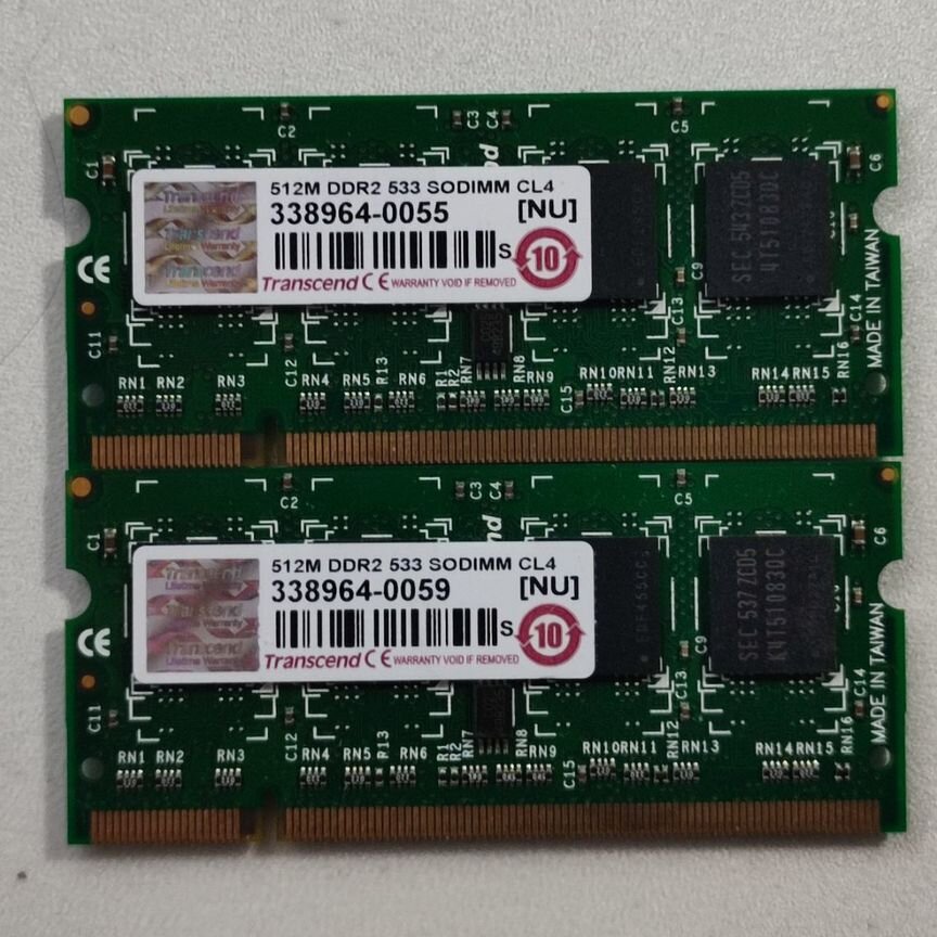2 Шт По 512 Мб 533 Мгц Sodimm Ddr2 Transcend