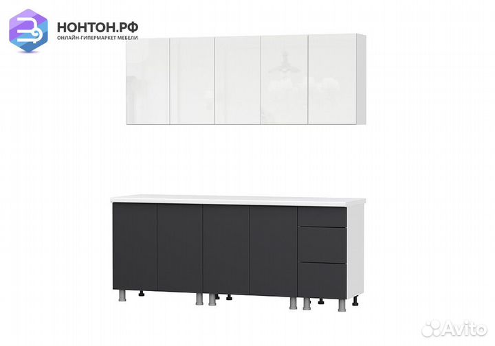 Кухня Модерн New 2.0 м белый / белый глянец бруно