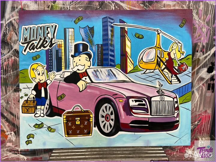 Интерьерные стильные картины акрилом Алек Монополи