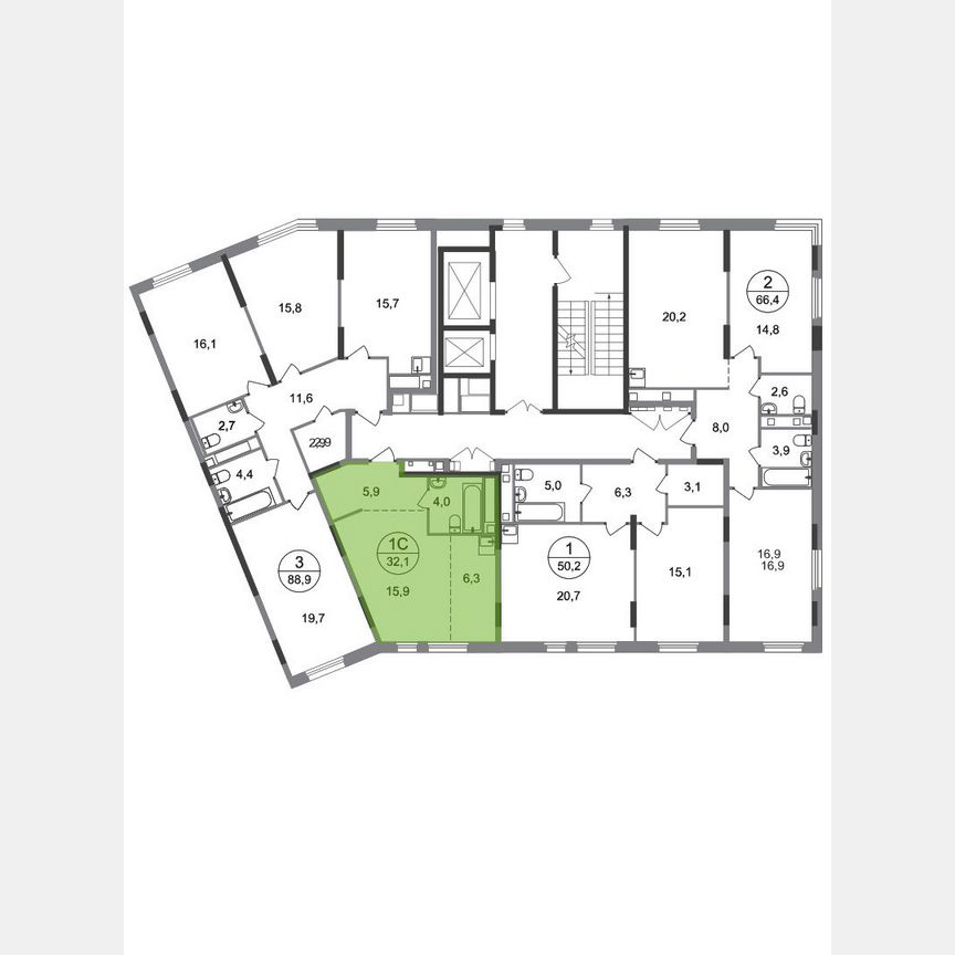 Квартира-студия, 32,1 м², 12/17 эт.