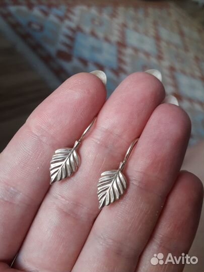Серебрянные серьги СССР Листики