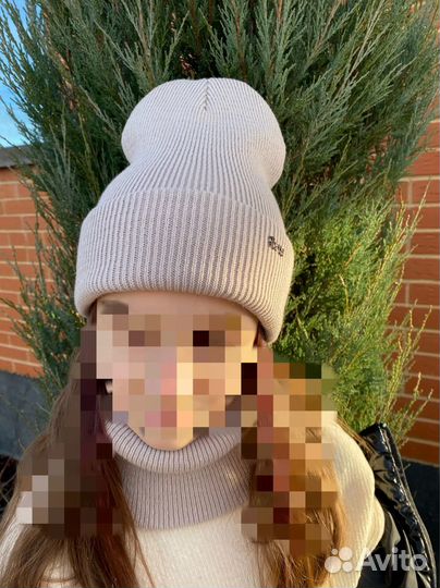 Шапка зимняя женская бини со снудом