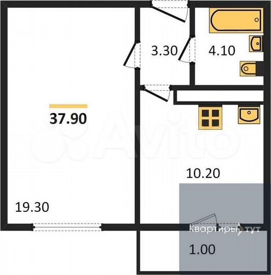 1-к. квартира, 37,9 м², 12/17 эт.