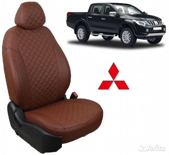 Чехлы из экокожи Ромб на Mitsubishi L200 13-15г