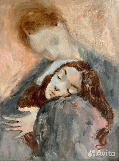 Картина маслом ангел обнимает поддержка молитва