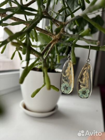 Серьги эпоксидная смола, сухие цветы