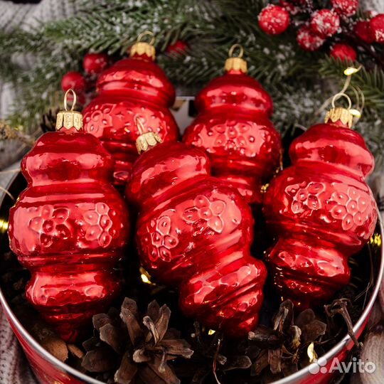 Стеклянная елочная игрушка «Фонарик» красный глянц