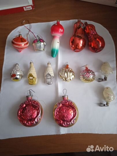 Елочные игрушки СССР Часы, Домики