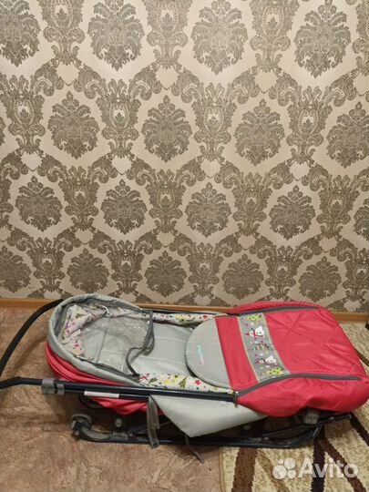 Детские санки коляска с колесами