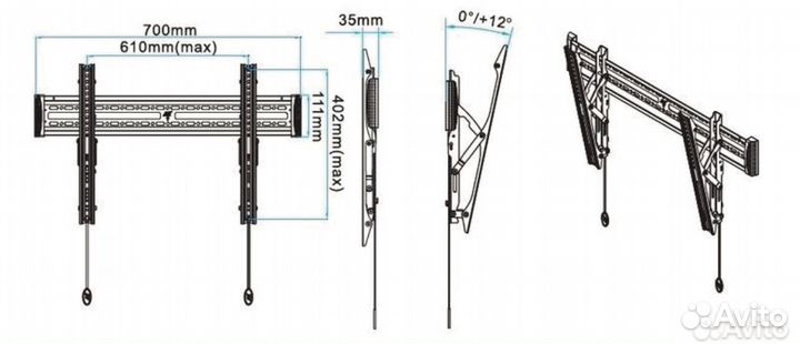 Наклонный настенный кронштейн Nord bayou NB NBC3-T