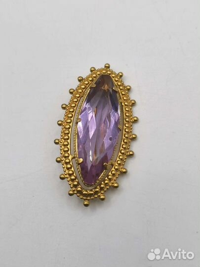 Брошь Сиреневый камень Винтаж Бижутерия СССР