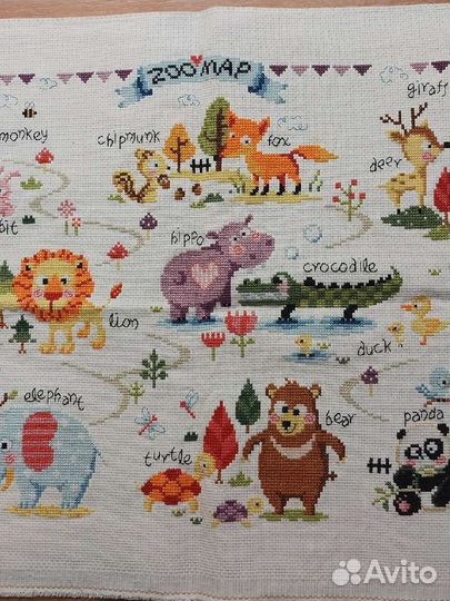 Готовая вышивка Zoo Map