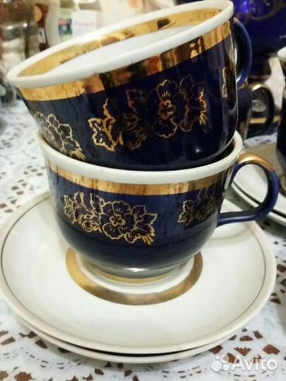 Сервиз чайный кобальт СССР